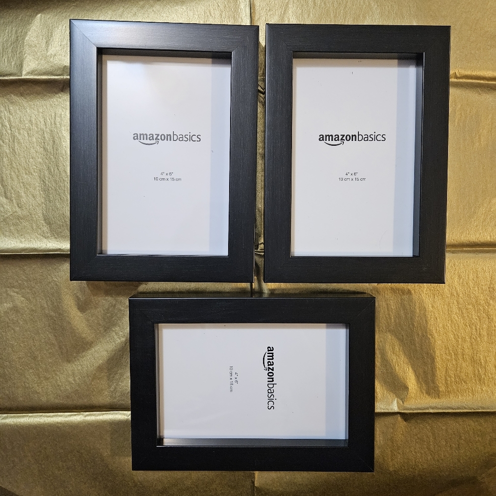 NEW 3 PACKs Amazon Basics Photo Picture Frame - 4" x 6", Black